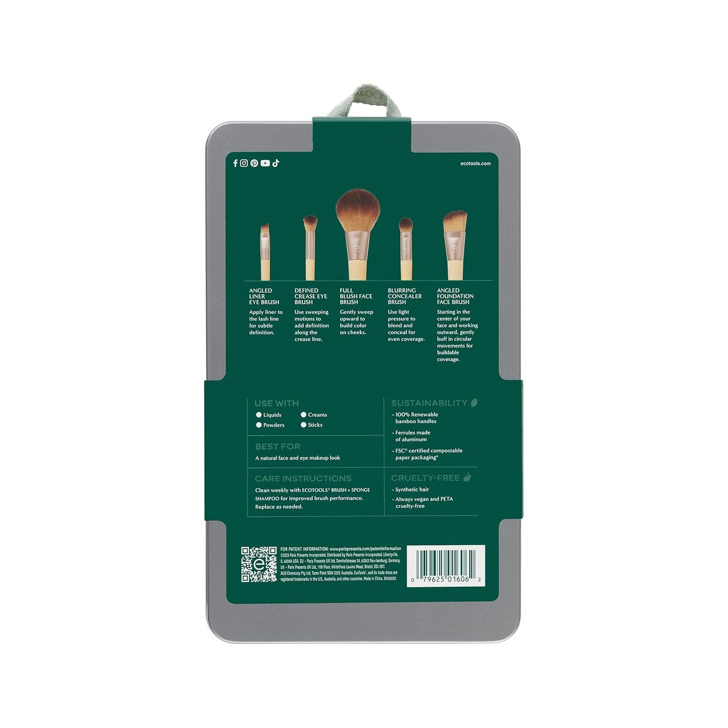 EcoTools Makeup Brush Set - 6 Piece Eco-Friendly Kit for Eyeshadow, Blush & Foundation | Vegan & Cruelty-Free