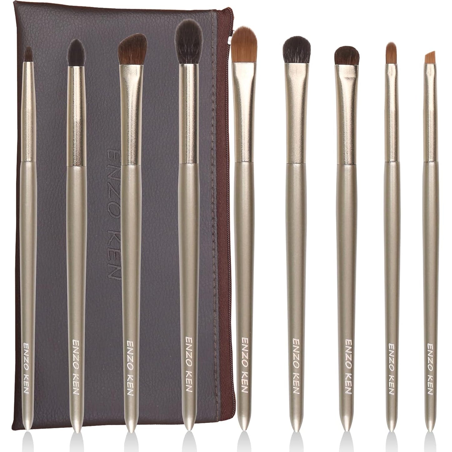 Natural Goat Hair Makeup Brush Set - Professional Walnut Cosmetic Brushes with Case | Soft Bristles for Flawless Application