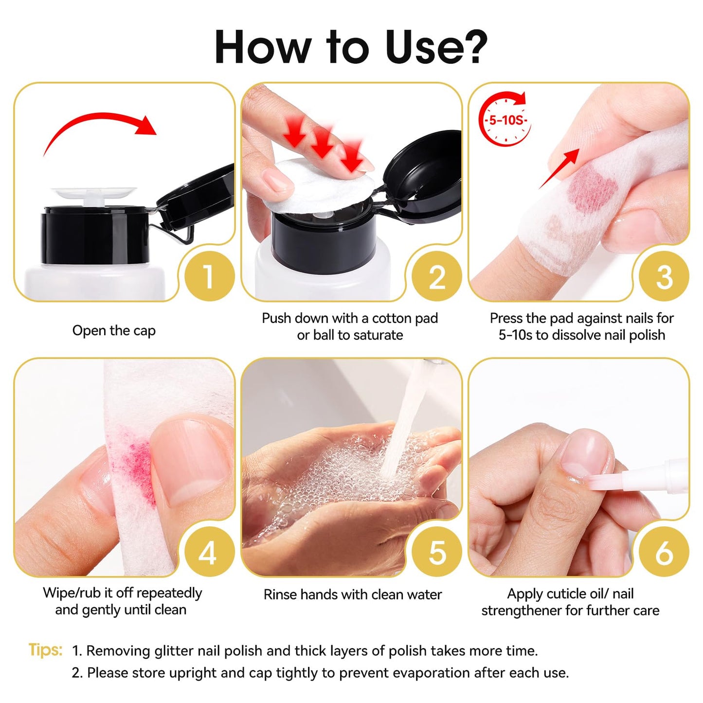 Nailshion Nail Polish Remover Non-acetone for All Air Dry Nail Polishes, 3-6s Quick Removal, One-hand Push-Down, No Toxic, Rich in VE Non-Drying, Salon DIY Nail Art Supplies 5.46 fl. oz