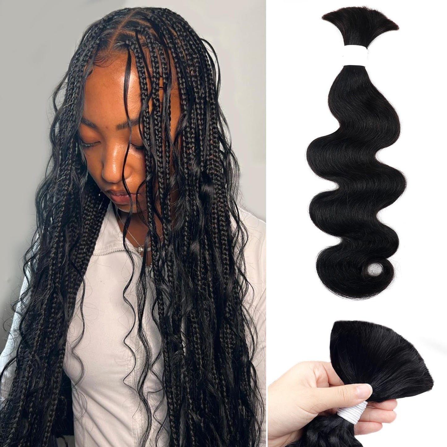 Body Wave Curly 4/27 Human Braiding Hair - 100g One Bundle for Boho Braids | 18 Inch