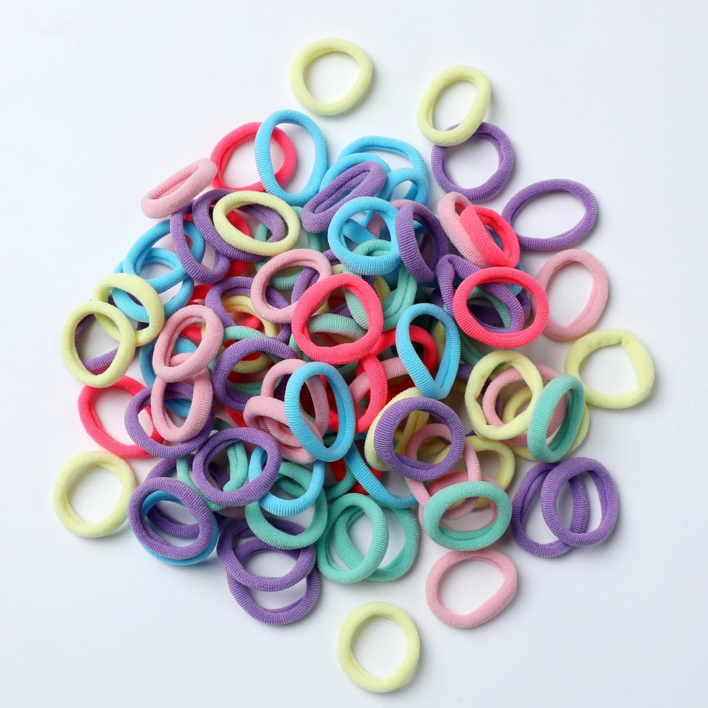 Mini Hair Ties - 100 Pcs Seamless Black Soft Elastics | No Damage Ponytail Holders