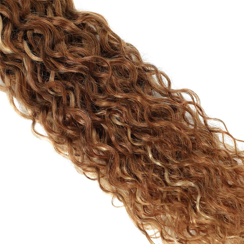 20 22 24 Inch P4/27 Blonde Bundles Human Hair Water Wave 3 Bundles Brazilian Remy Hair 50 Grams/Bundle 10A Grade Unprocessed Virgin Hairs Highlight Blonde Water Wave Bundle Weaves Extensions