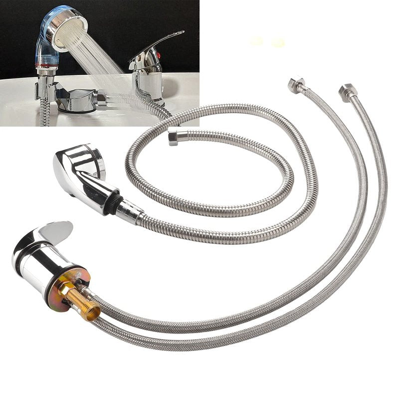 Salon Shampoo Sink Bowl Faucet and Sprayer Kit Ceramic Valve Sealing Hot Cold Shampoo Bed Faucet Sprayer Kit for Shampoo Bed Bowl Backwash Unit with Hose 1.2m