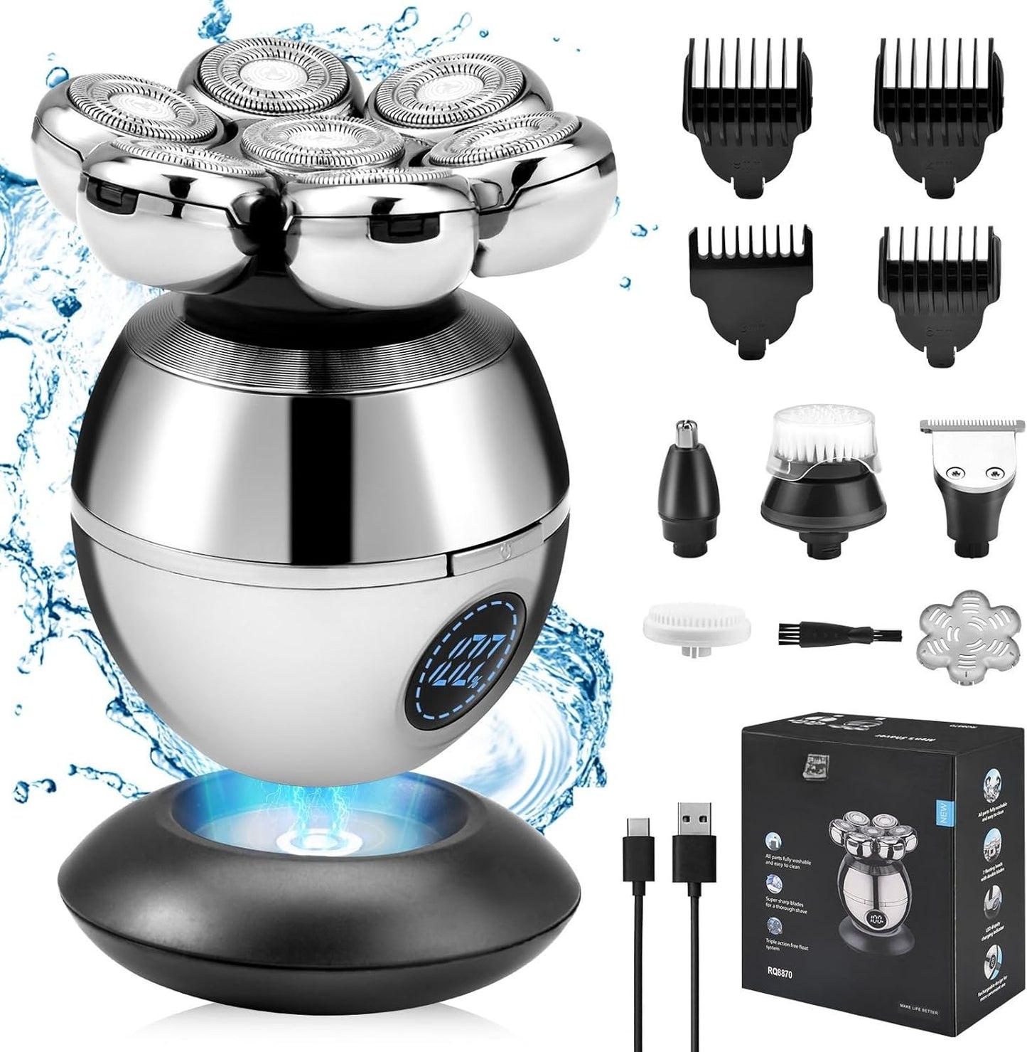 Head Shaver - 6 in 1 Shaving Kit for Men | Versatile Grooming Tool