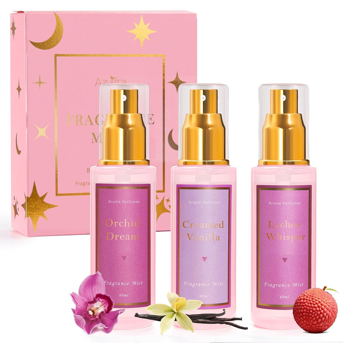 Azulfra Body Spray for Women - Fragrance Mist Gift Set | Travel Size, 3 Pack, 2 Fl. Oz Each