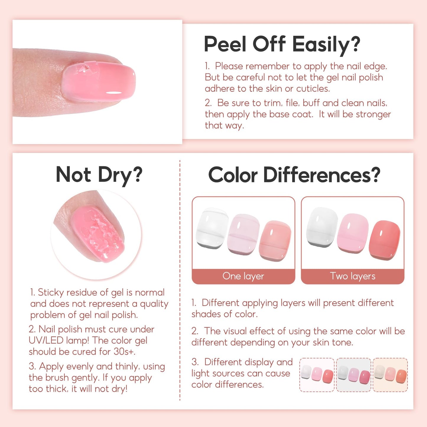 PEACECOLOR Jelly Gel Polish Set 6 Colors Red Brown Gel Nail Polish Summer Colors Nail Starter Kit Soak Off Gifts for Women Home Salon Design