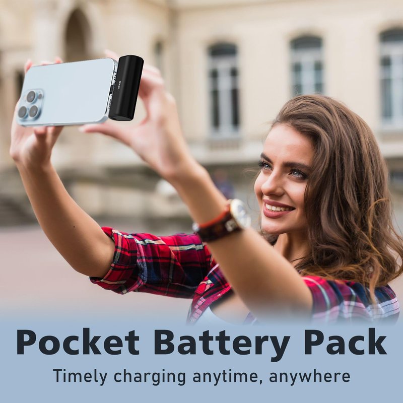 UPEB Small Portable Charger for iPhone 5000mAh 2 Packs with Built in Cable, MFi Certified Compact Power Bank Cordless External Battery Pack for All iPhone Series 14/13/12/11/XR/X/SE/8/7/6 Pro Max