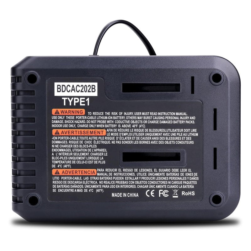 20V Fast Charger Compatible with Black and Decker 20V 12V Max Lithium Battery LBXR20 LBX4020 LBXR2020, BDCAC202B 20Volt 2A Lithium Charger Compatible with Black and Decker Drill Battery