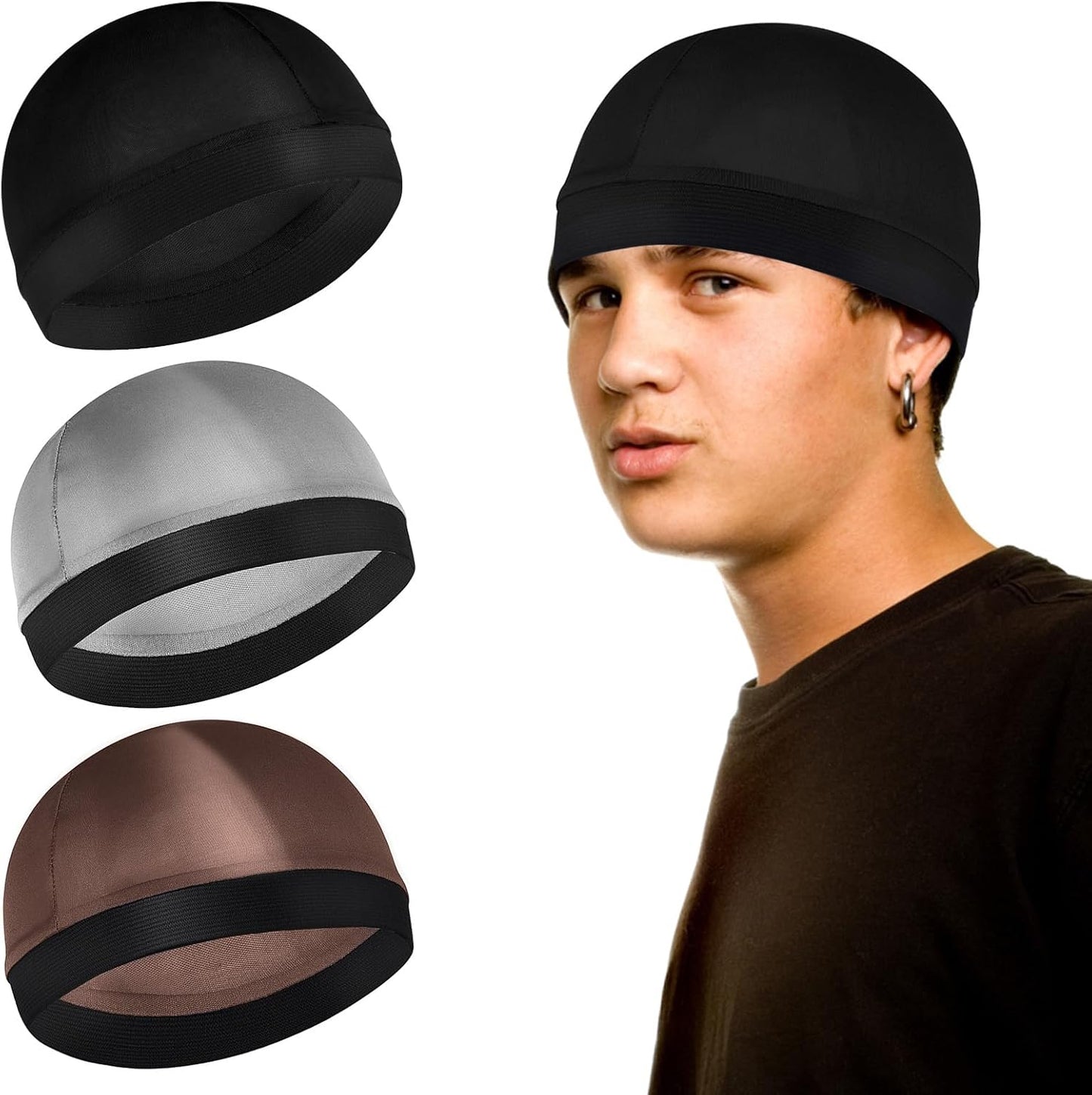 Sibba Unisex Satin Silky Wave Caps - 3 Pack for 360, 540, 720 Waves | Durable Elastic Band Beanie