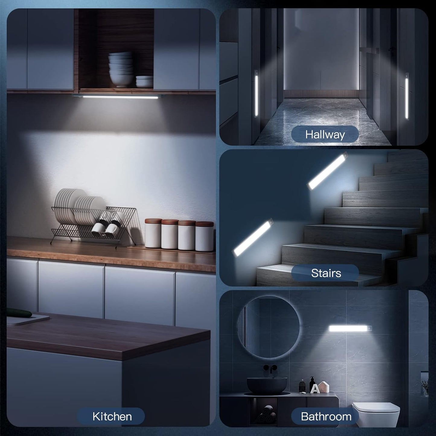 MCGOR 10-Inch Under Cabinet Lighting - 2 Pack Rechargeable Motion Sensor Lights | Dimmable Magnetic Closet Lights for Kitchen & Stairs