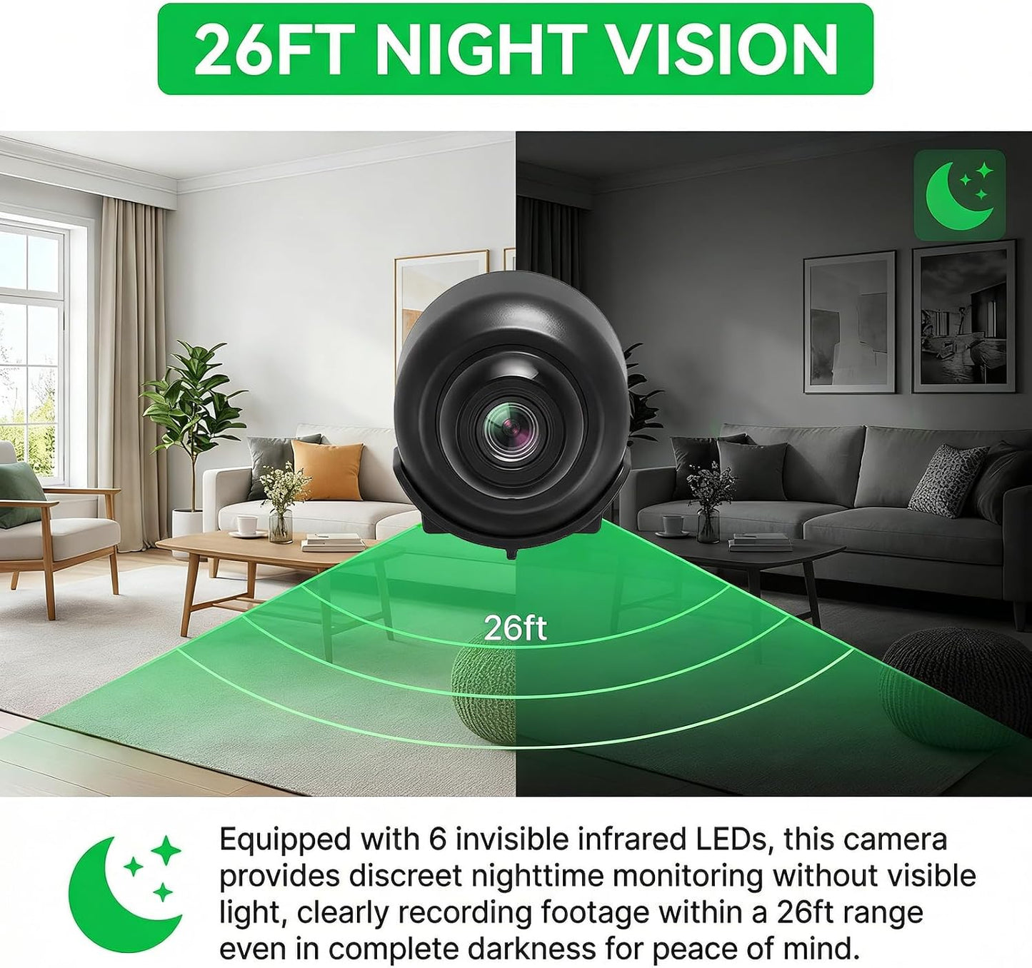 Mini WiFi Camera - Wireless Indoor Security Camera with Motion Detection & Night Vision | Compact Design for Home, Nanny, or Pet Monitoring