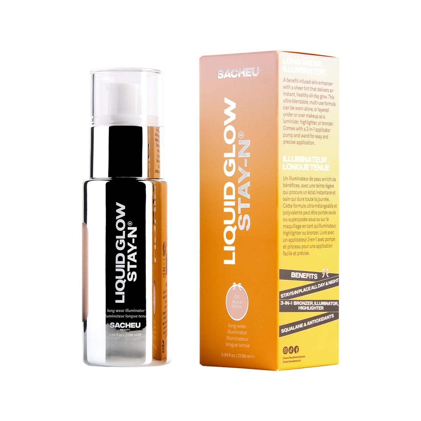 Liquid Glow Highlighter & Illuminator - 30ml Long-Lasting Dewy Finish for Luminous Aura Glow