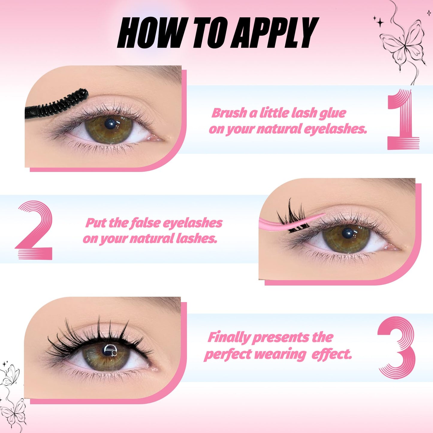 Fyonas Lash Clusters Manga Eyelash Clusters Spiky Cluster Eyelash Extensions 80Pcs C Curl Individual Lashes Volume Anime Lash Clusters with Thin Band Cosplay Lashes DIY at Home (Cutey)
