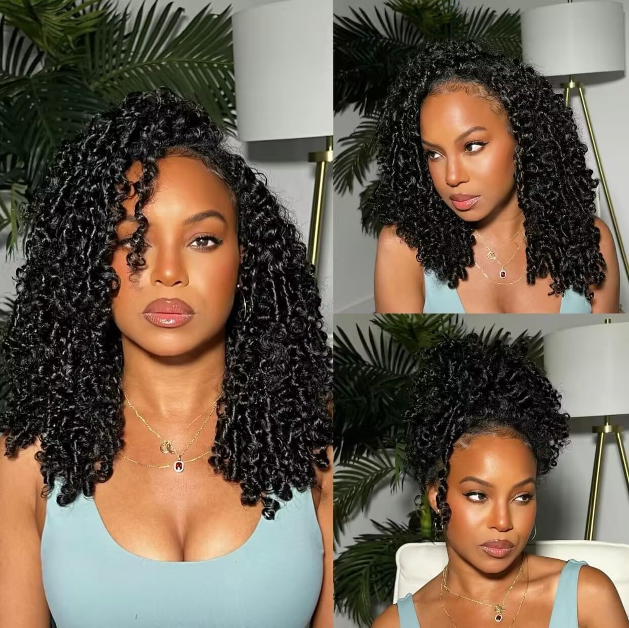 Burmese Curly Half Wig - 12 Inch Glueless Human Hair | 200% Density, Beginner Friendly