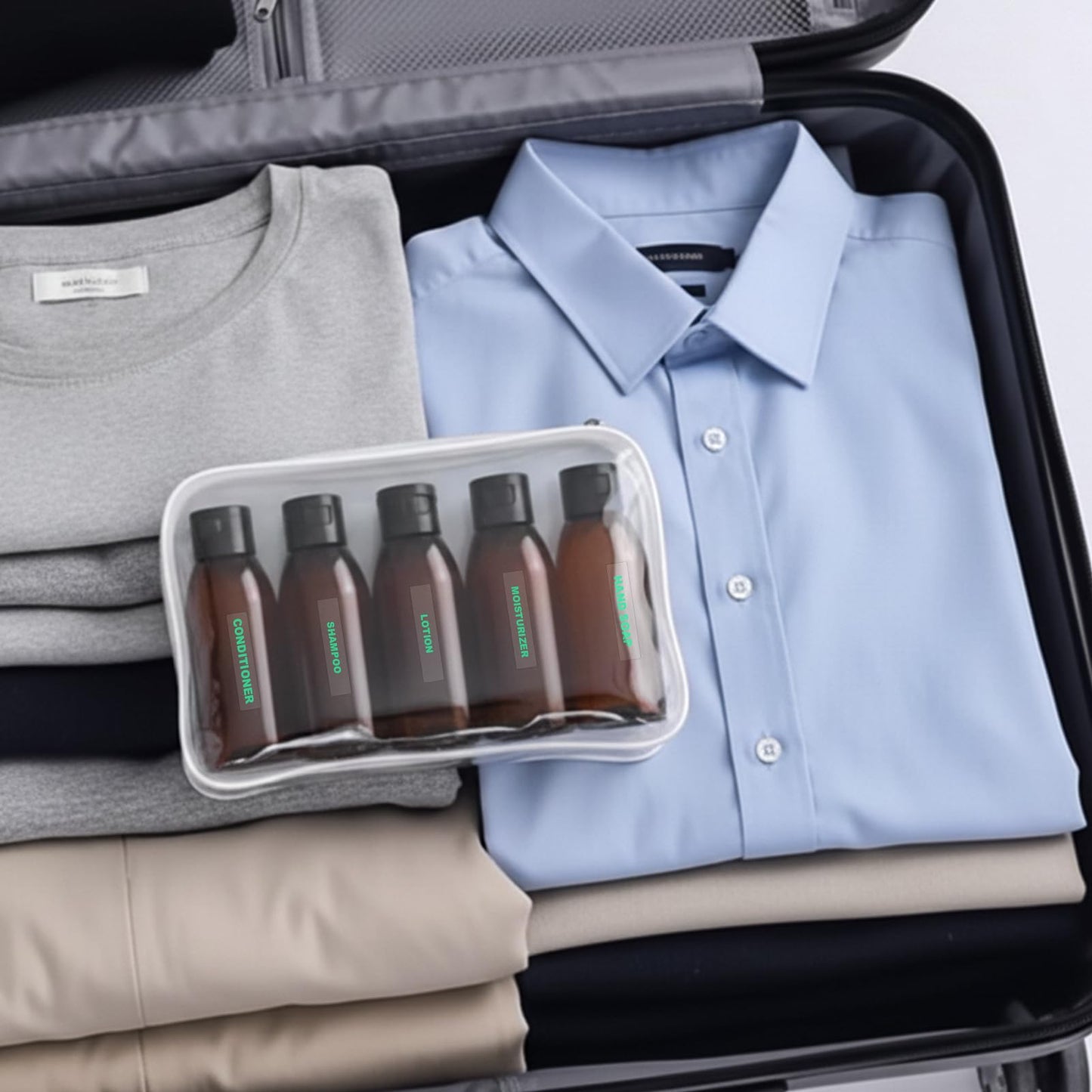 Cosywell Travel Bottles for Toiletries 5pcs 3.4oz TSA Approved Travel Shampoo Bottles Leak Proof Small Plastic Squeeze Bottle Empty Lotion Containers with Flip Cap(Brown)