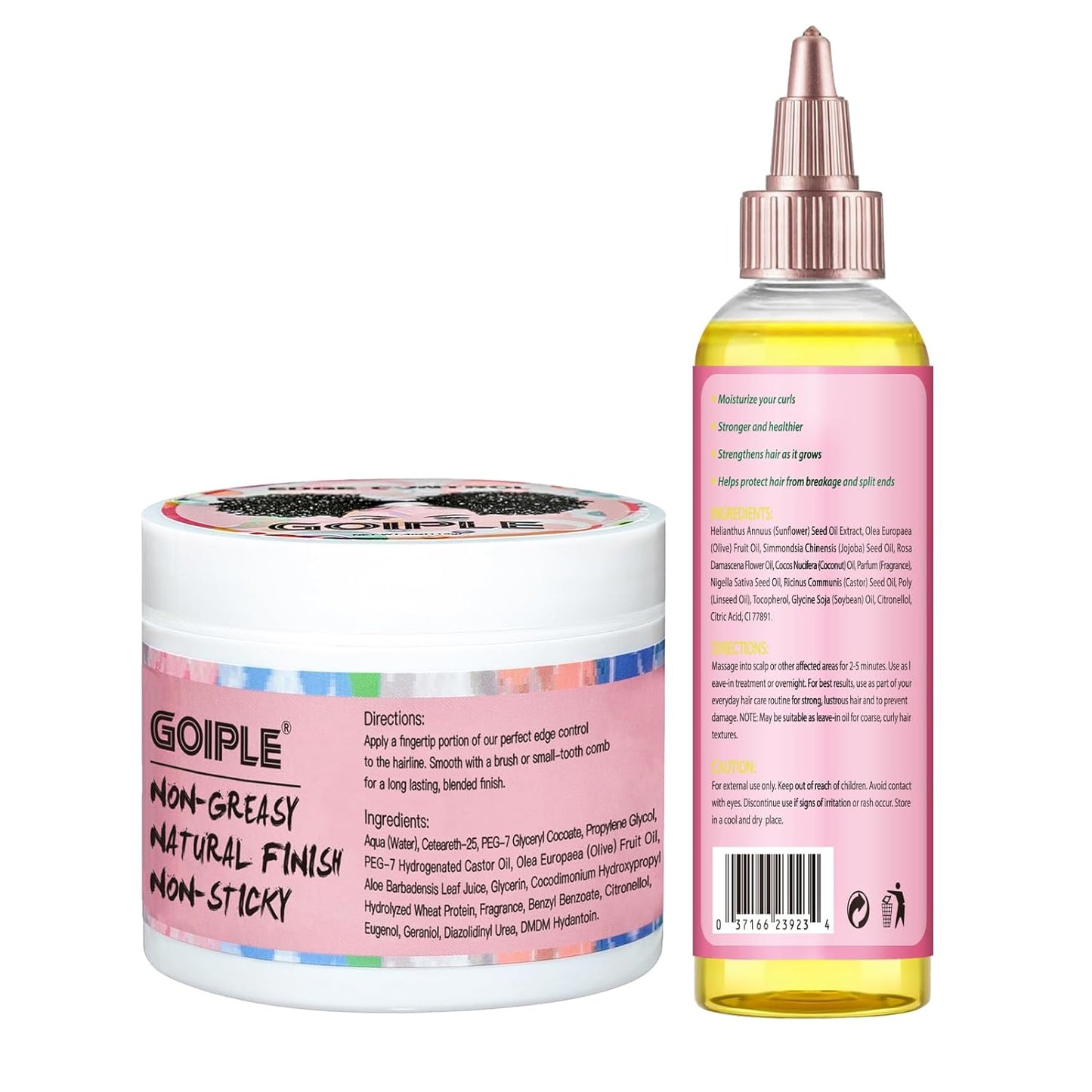 Edge Control Wax - Strong Hold Non-Greasy Hair Styling Gel for Black Hair | Rose & Black Castor Oil for Growth