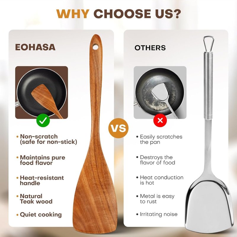 Flat Edge Cooking Spatula - Smooth Handle Utensil for Flipping & Serving | Brown Color