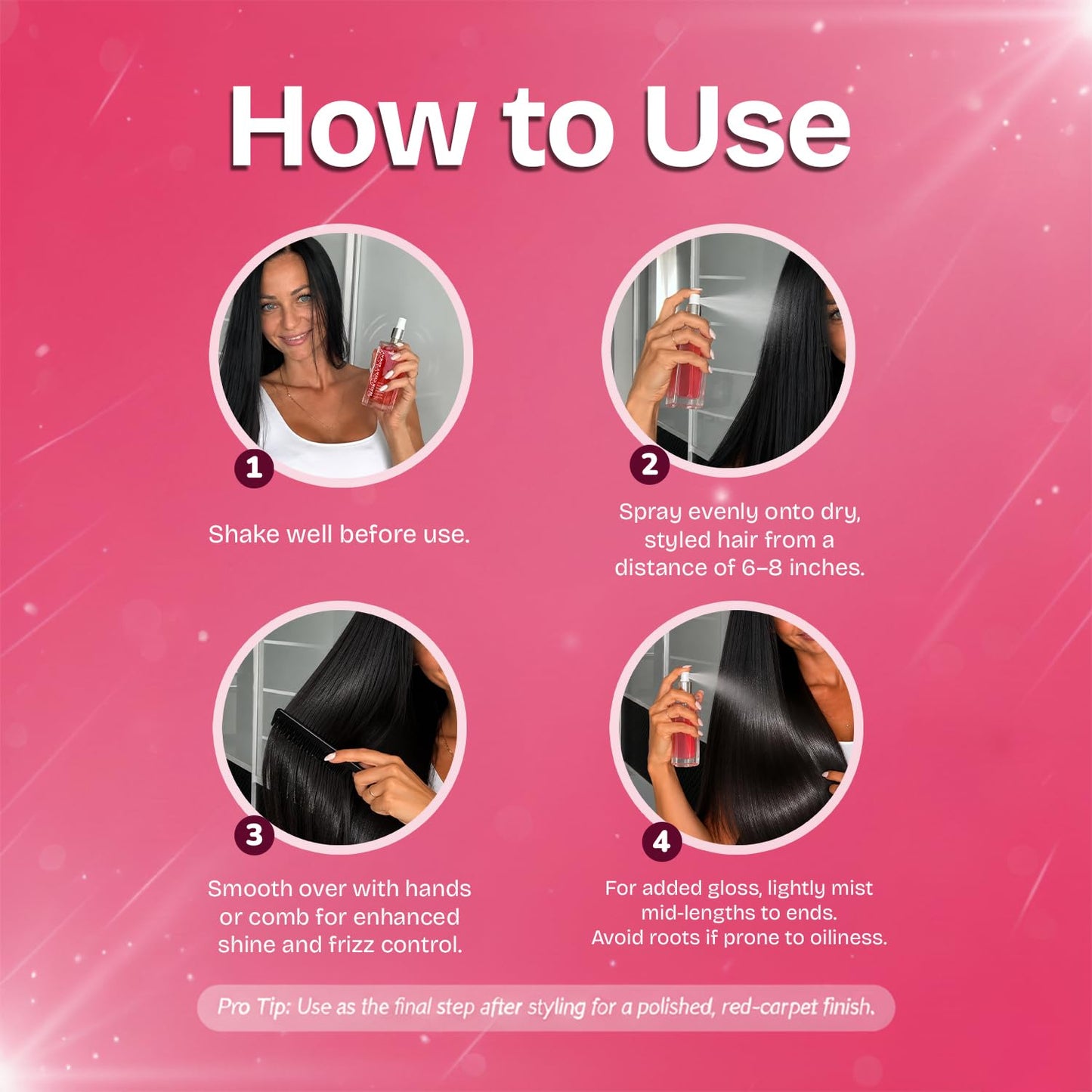 Herbishh Glass Glow Hair Coat Spray(6.76 fl oz)Anti Humidity & Heat Protectant Shine Coat for Frizz Control & Glossy Finish, Lightweight Texture Finishing Mist, Salon Quality Styling Spray Women & Men