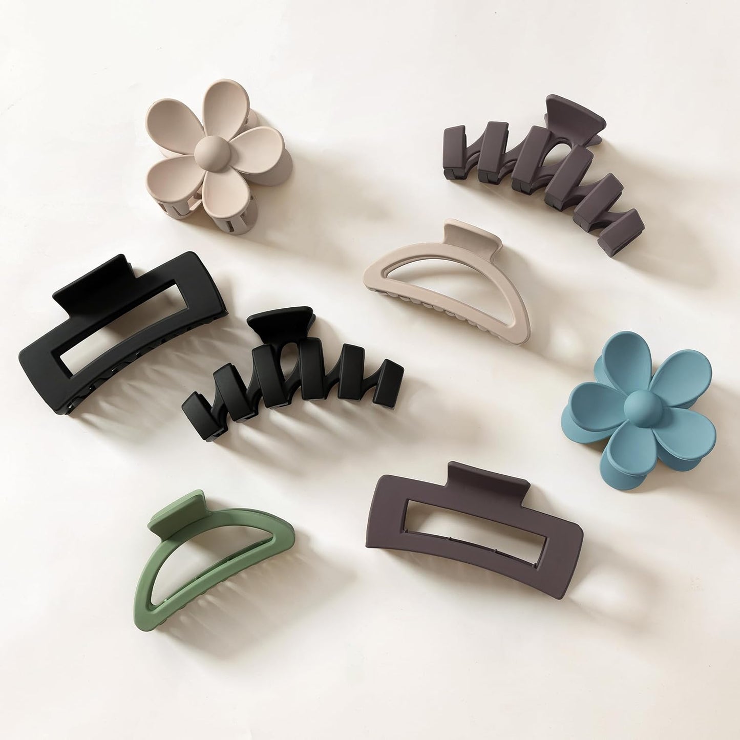 Flower Hair Clips - 8PCS Non-Slip Claw Clips for Thick Hair | Multi-Style Neutral Colors Set