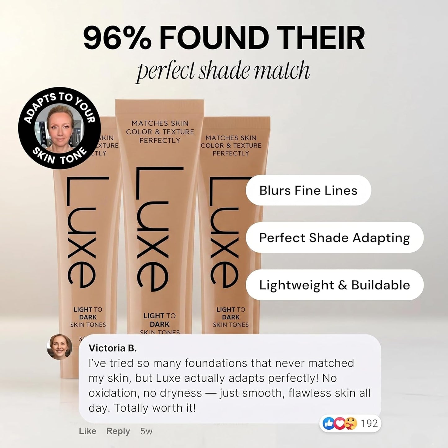 Luxe Changing Foundation for Light to Medium Skin Tone - Smooth Buildable Coverage | Essential Brush Set Included