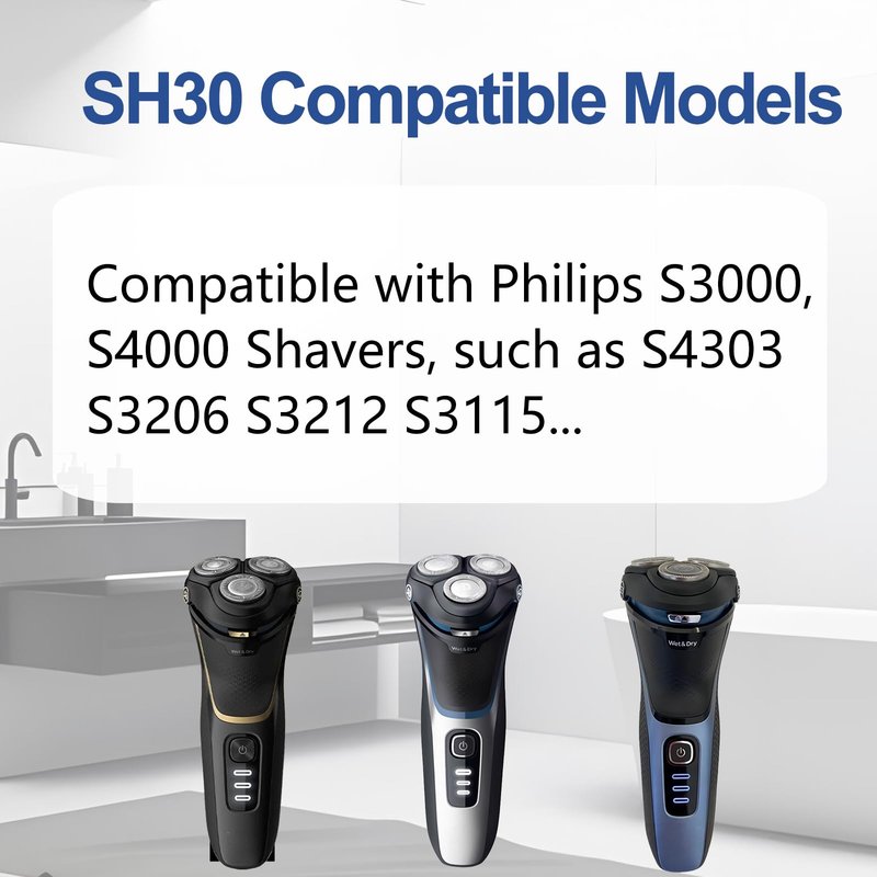 S3000 Replacement Heads Compatible with Phili*s Norelco Shaver Series 3000,Razor Replacement blades for S3000 Series S3206 S4303