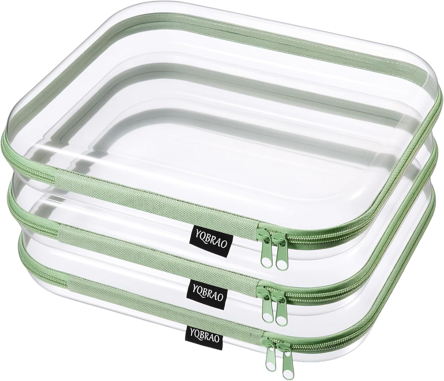 Clear Hard Shell Zipper Case Set - 6 Pack Heavy Duty Crush-Proof Diaper Bag Organizer Pouches | TSA Approved Travel Makeup & Toiletries Bags (2L, 2M, 2S)