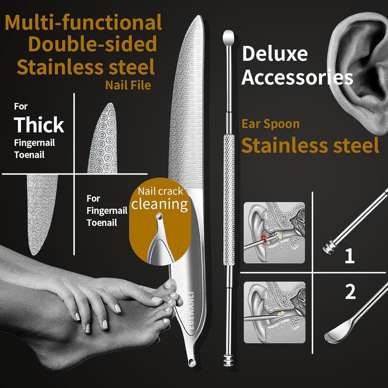 Podiatrist Toenail Clippers for Seniors | Thick Nail & Ingrown Toenail Set - Ergonomic Design
