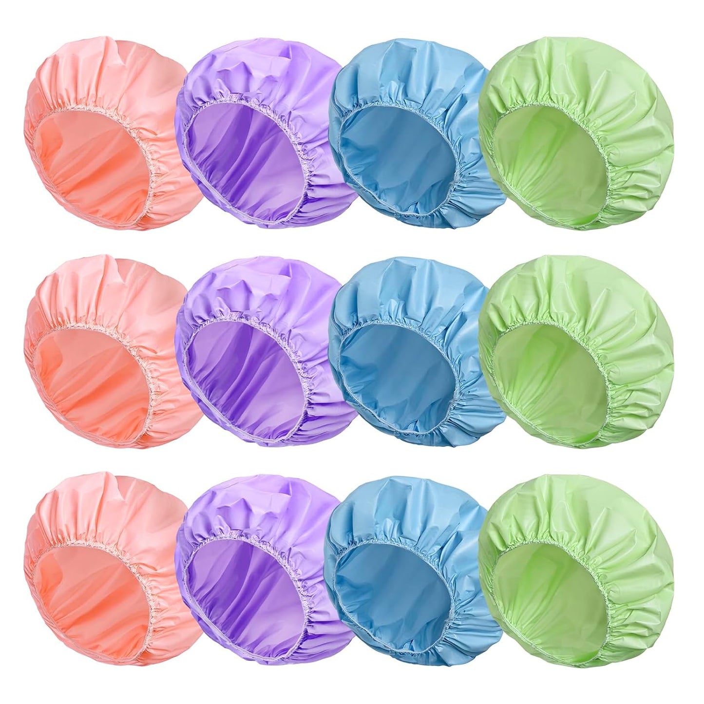 Waterproof Shower Caps for Women - 6 PCS Reusable Elastic Bathing Caps | Double-Sided EVA in Candy Colors