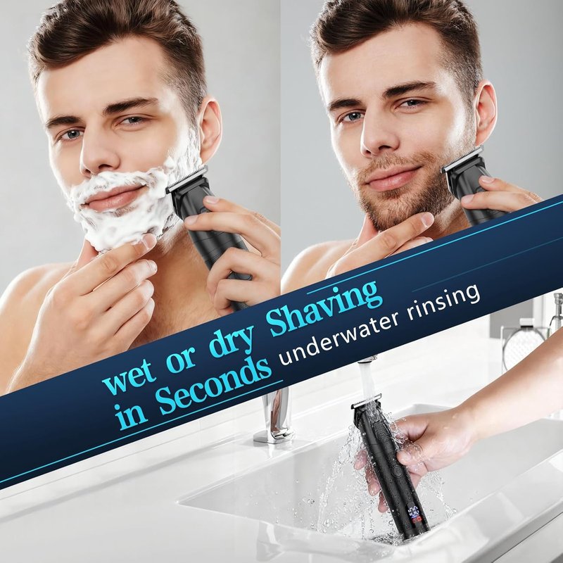 Beard Trimmer for Men - 6-in-1 Cordless Waterproof Grooming Kit | LED Display, USB Rechargeable