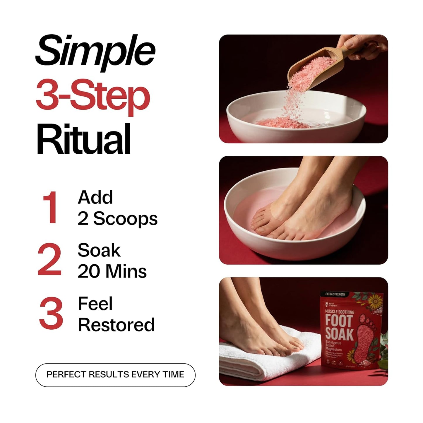 Muscle Soothing Foot Soak - Epsom Salt & Arnica for Soreness Relief | Eucalyptus & Peppermint - 1lb