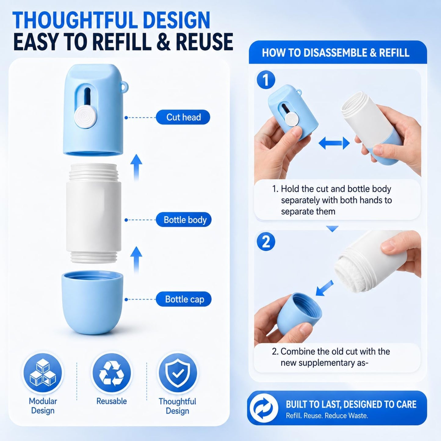 Thermal Paper Eraser Pen Set - 2-in-1 Privacy Label & Unboxing Knife | Liquid Redacting Marker (Blue)