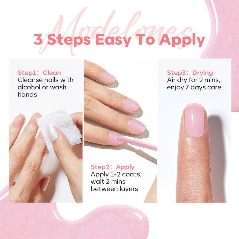 Nail Strengthener - Glitter Pink Nail Polish for Damaged Nails | 15ml Hardener & Growth Formula