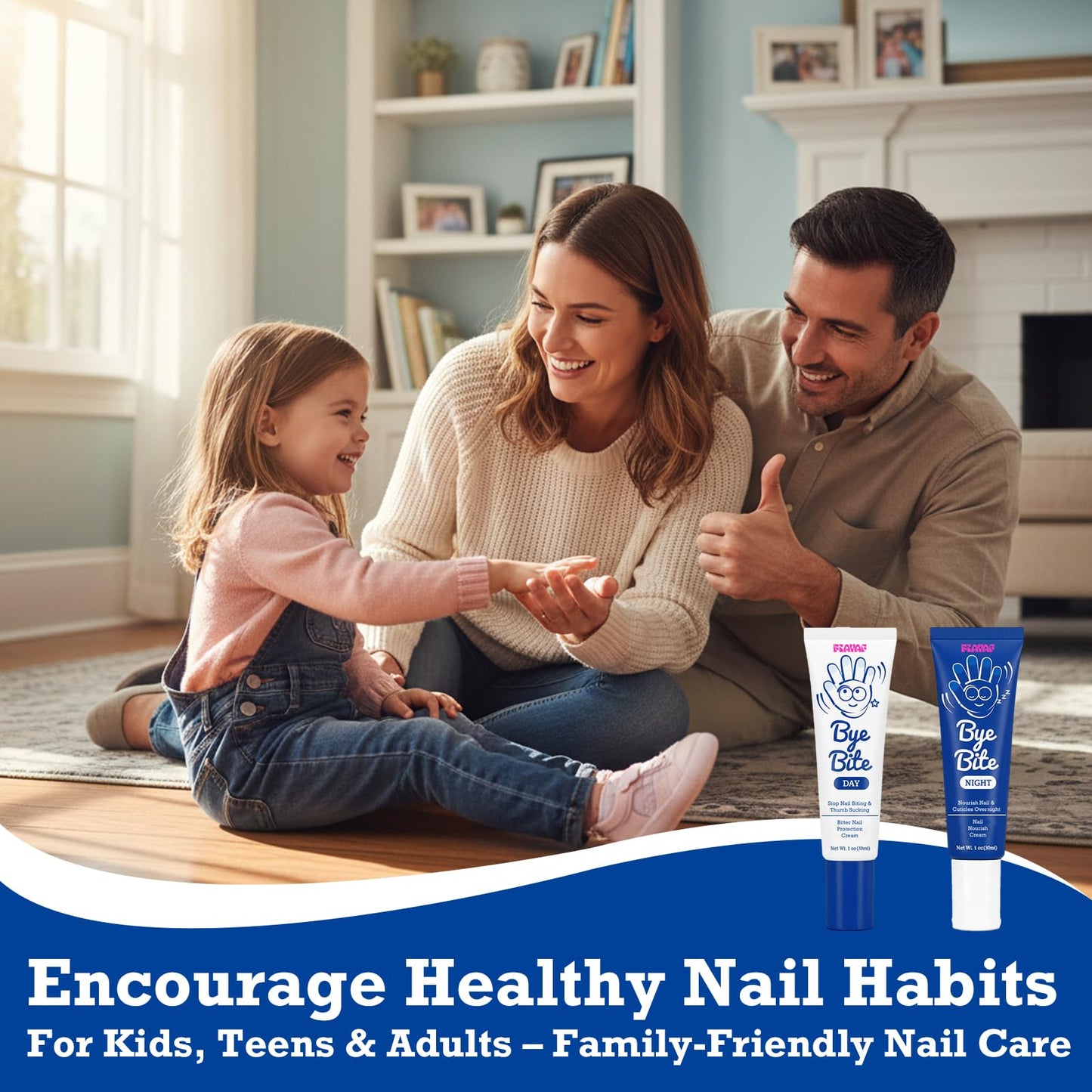 ByeBite Nail Biting & Thumb Sucking Solution – Natural Day & Night Nail Care Duo | Bitter Nail Protection Cream + Nail Nourish Cream | Plant-Based Formula | Helps Encourage Healthy Nail Habits