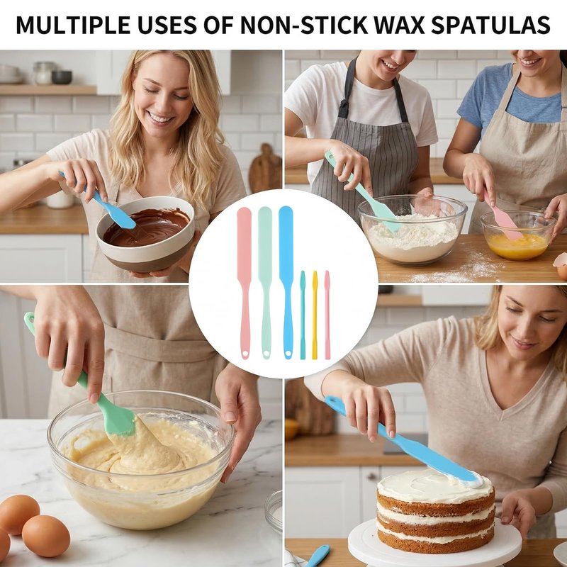 6PCS Non Stick Wax Spatulas Set, Silicone Waxing Sticks Hair Removal Sticks Applicator, Large Reusable Hard Wax Scraper, Eyebrow Waxs Stick For Home Salon Body Use Mixing Scraping Spreading