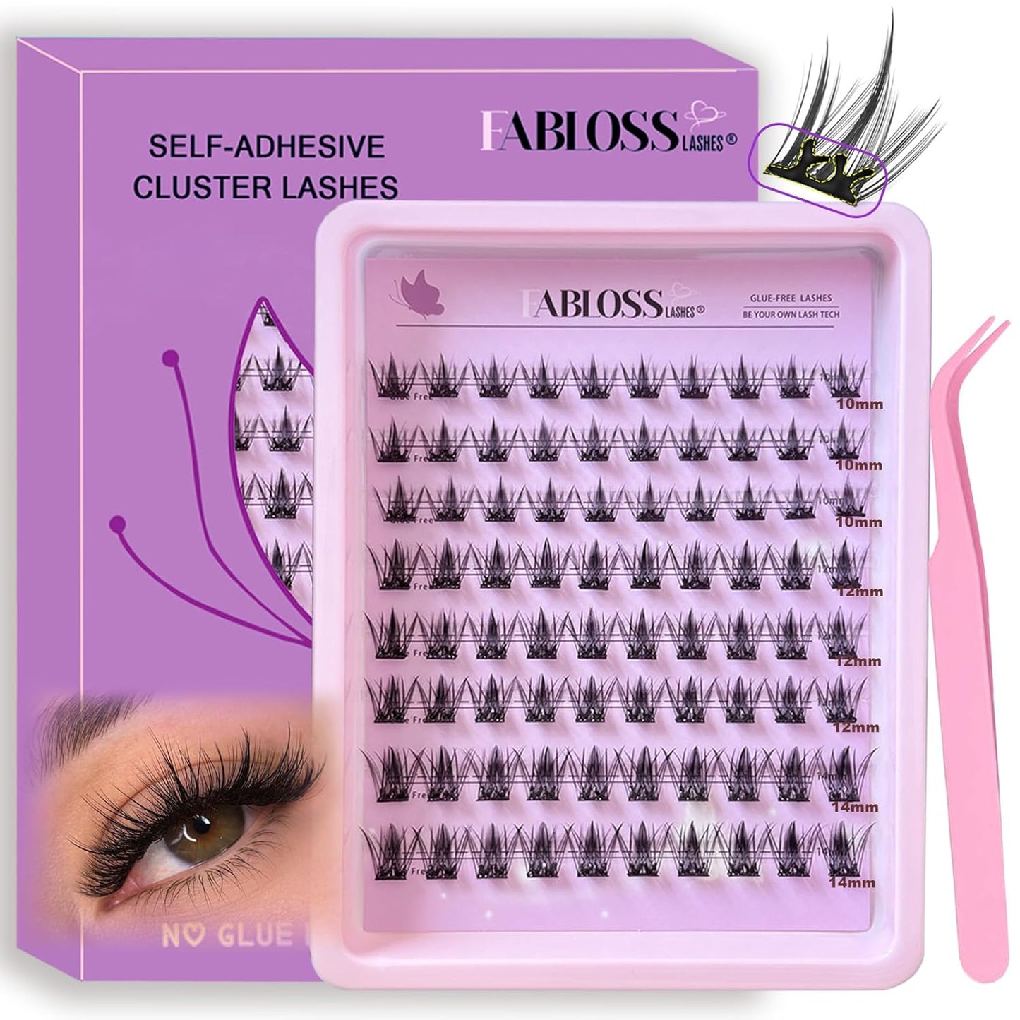 Self-Adhesive Eyelash Clusters – 40 Pcs Thick Volume Lashes | Pre-Glued, No Residue, 14-16MM