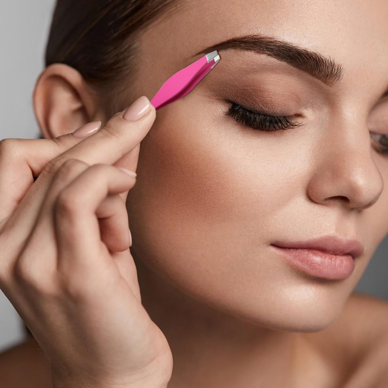 yueton 2pcs Double End Precision Pointed and Slant Tip Tweezers Set for Eyebrow and Ingrown Hair