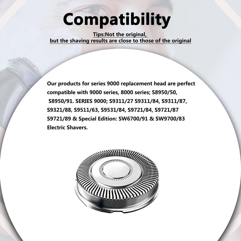 SH90 Replacement Heads Compatible with Philips Norelco Series 9000 Series 8000 S9511 S8950 S9311 Shaving Head Cutter, Upgrade 9000 replacement blades,6 Pieces