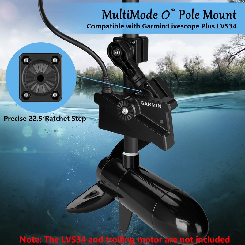 VINmounts 0 Degree Perspective Mount Compatible with LVS34,MultiMode Transducer Mount for Pole & Trolling Motor Shaft