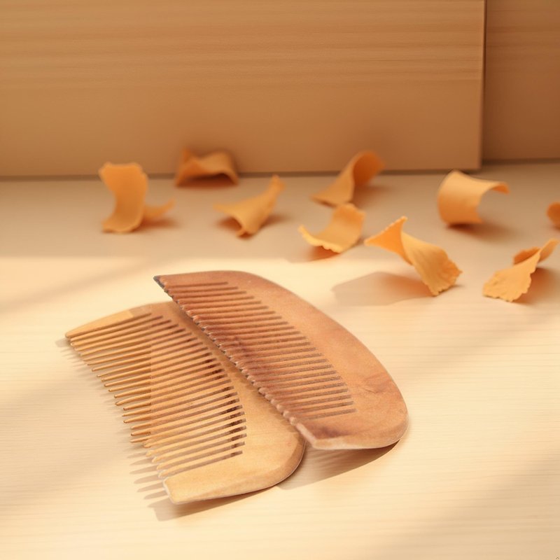 2 Pcs Burlywood Natural Peach Wood Comb Close Teeth Anti-static Beard Hair Wooden Beauty Massage Detangling Tools Care Accessories Styling Tool Hair Combs