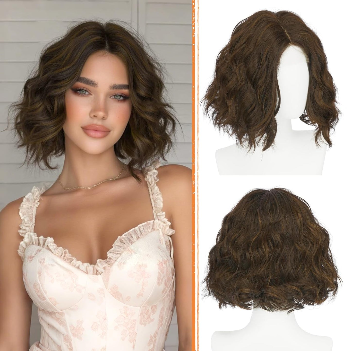 Rainbow Bob Wig - Colorful Short Soft Wavy Curly Synthetic Hair for Women | 11 Inch Natural-Looking Lace Front
