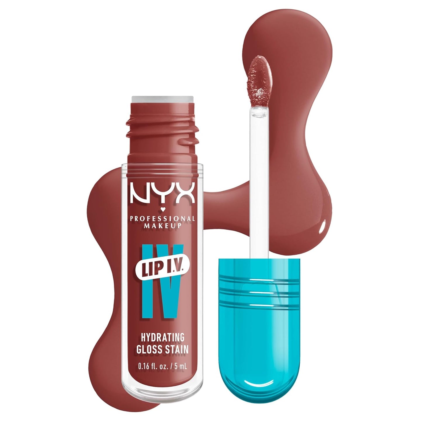 NYX Lip IV Hydrating Glossy Lip Stain - Long-Lasting Vegan Formula with 12 HR Hydration | Mocha Me Wet (Brown)