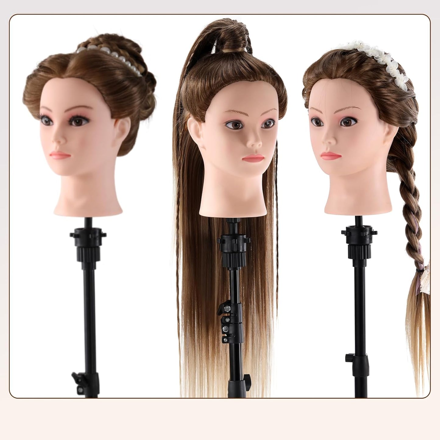 Mannequin Head with Hair - Cosmetology Practice Doll for Hair Styling & Braiding | Includes Table Clamp & DIY Styling Set