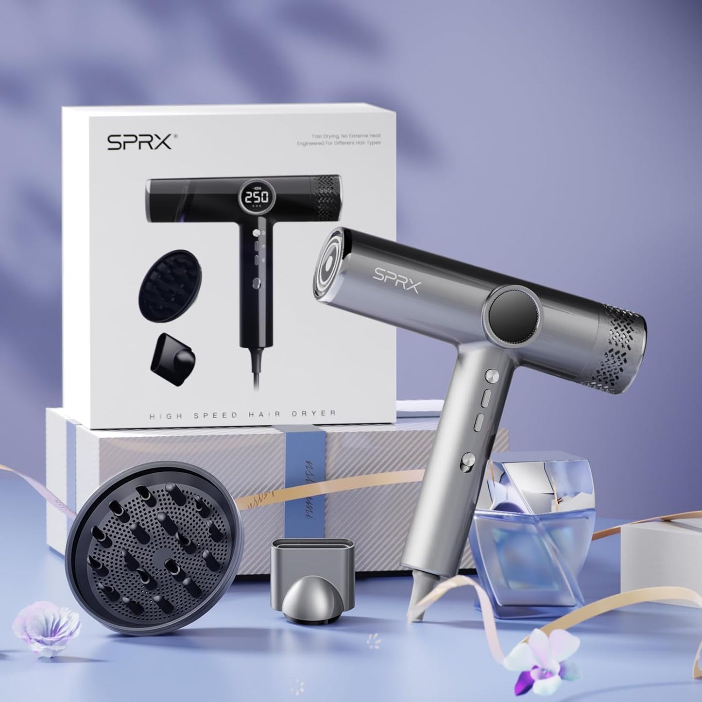 High-Speed Ionic Hair Dryer - 160,000 RPM Brushless Motor | Fast Drying, Lightweight Travel Design