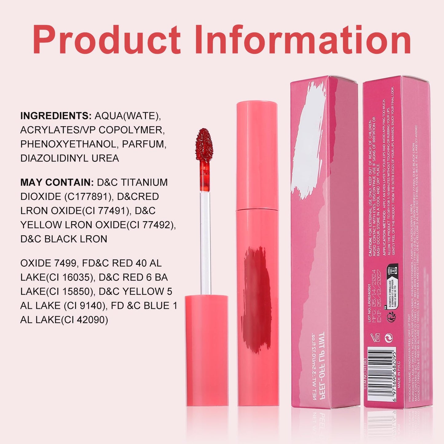 Ursoulney Lip Stain Peel Off - Long Wear Tattoo Lip Liner, Waterproof & Transfer-proof Peel Off Lip Stain with Matte Finish, Gifts for Women (Coral Red, 1 Count(Pack of 1))