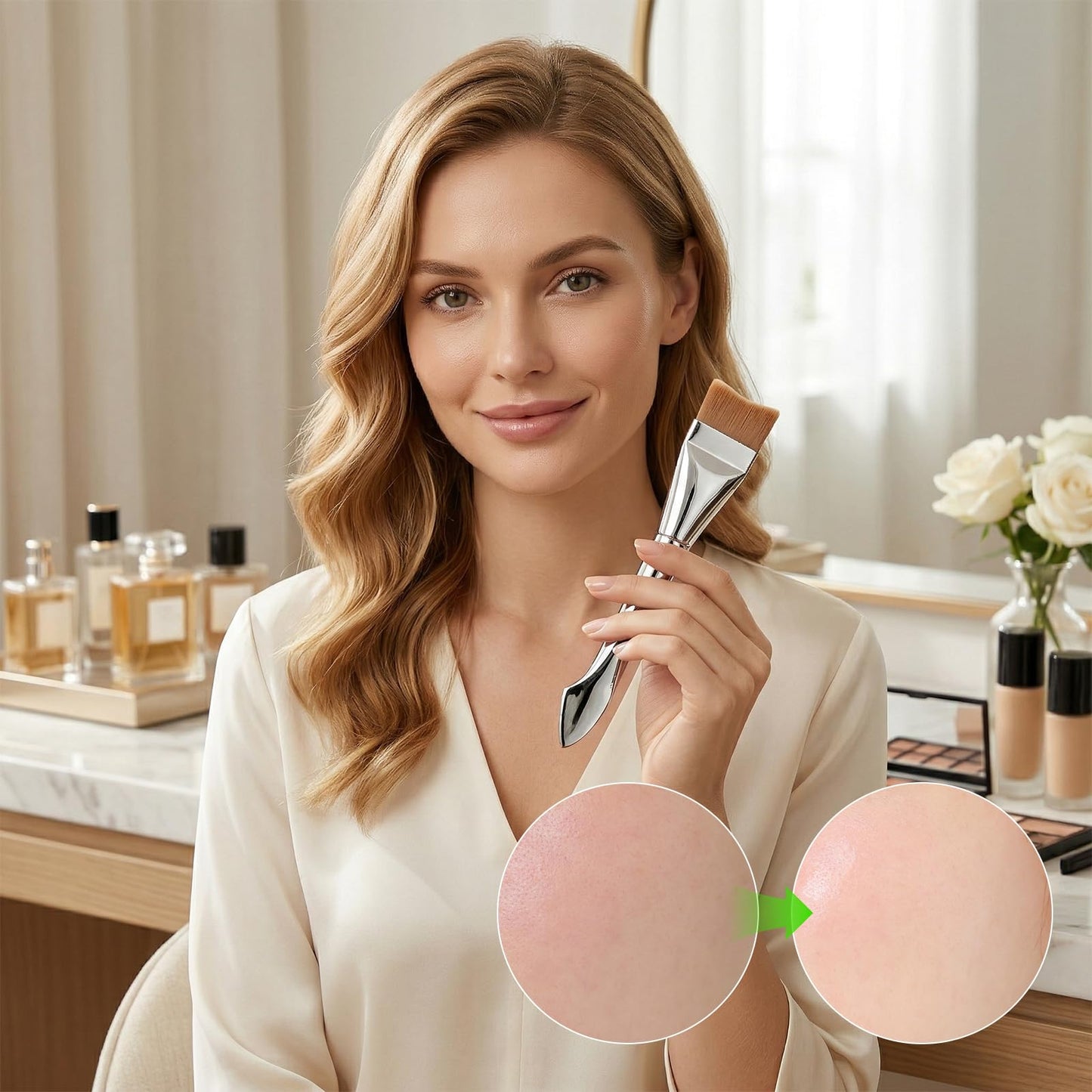 LXUEJIE 4Pcs Makeup Mixing Palette, Spatula Brush Makeups, Spatula Foundation Brush Cosmetic Spatulas for Liquid Foundation, Blending Cream, DIY Mixed Makeup