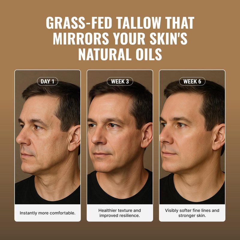 Superior Mane Wrinkle Repair Tallow Balm for Men – Grass-Fed Beef Tallow Moisturizer for Dry or Sensitive Skin – Natural Anti-Aging Balm to Reduce Wrinkles and Improve Elasticity – 1.68 fl oz (Small)