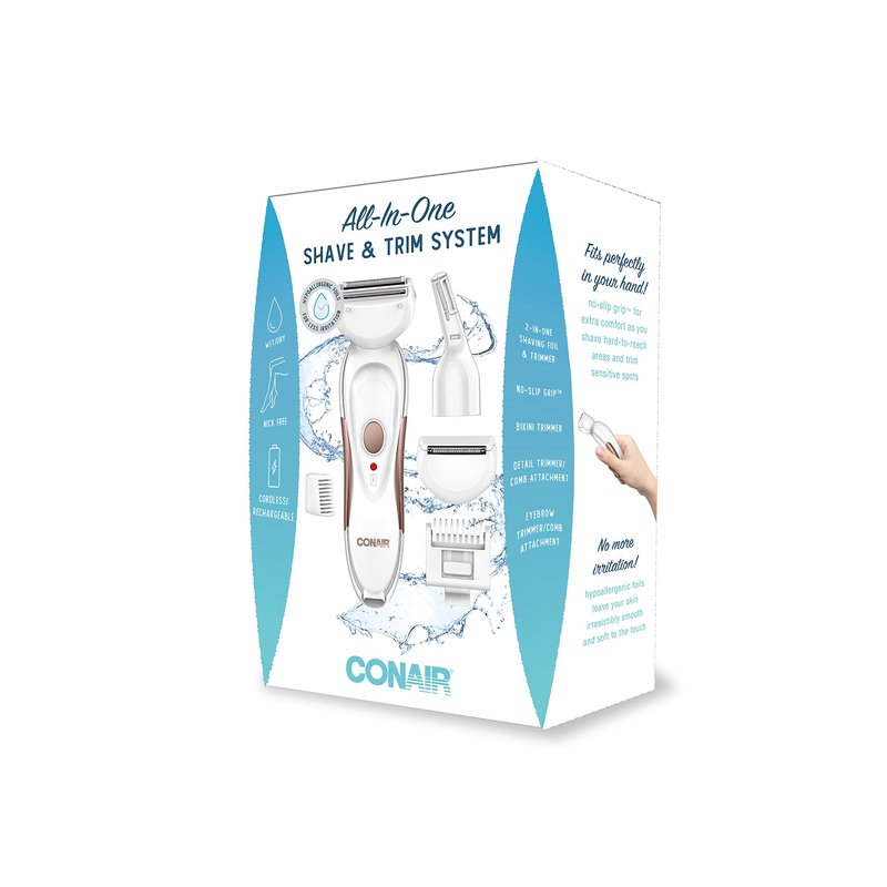 Conair All-In-1 Body and Facial Hair Removal for Women, Cordless Electric Trimmer & Shaver, Perfect for Face, Ear/Nose, Eyebrows, Legs, and Bikini Lines