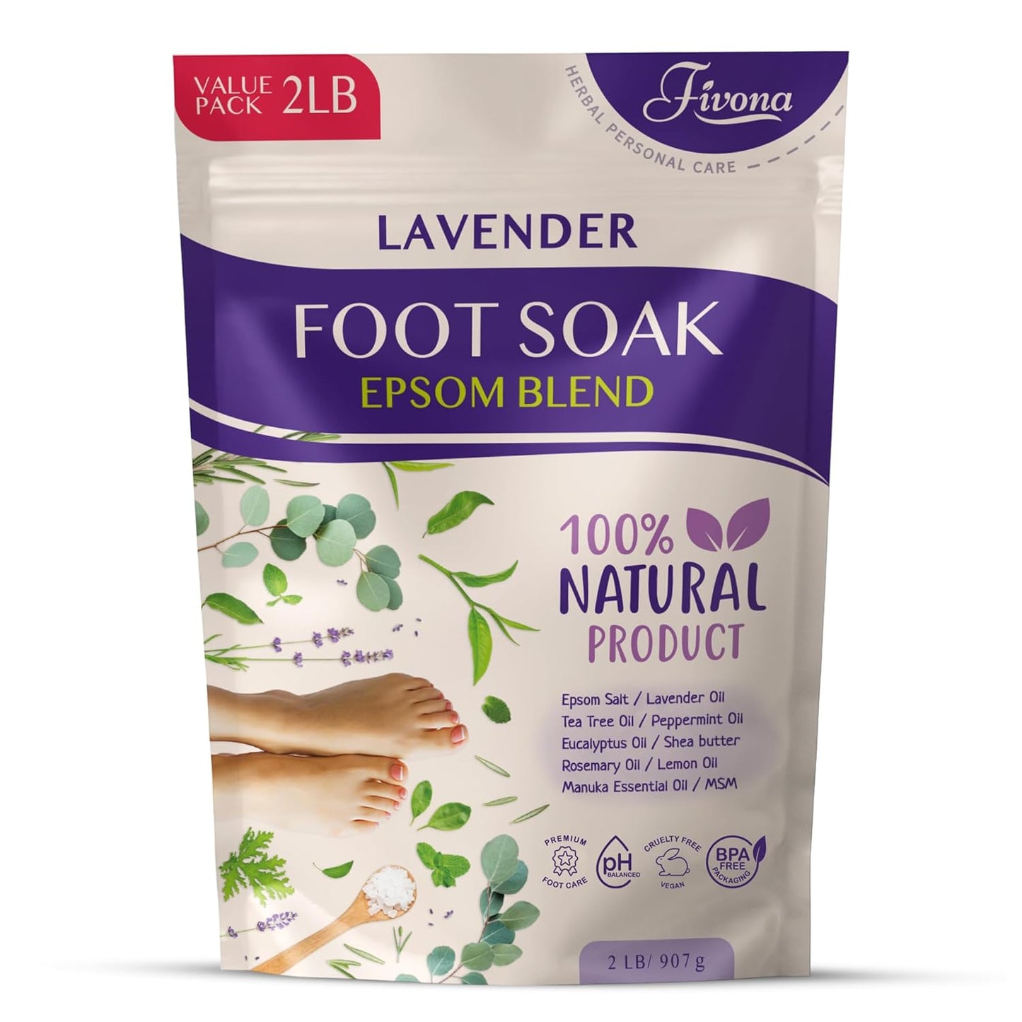 Tea Tree Foot Soak Blend - Epsom Salt with Essential Oils for Healthy Toenails | 14.1 oz, Soothing Relief & Callus Softening