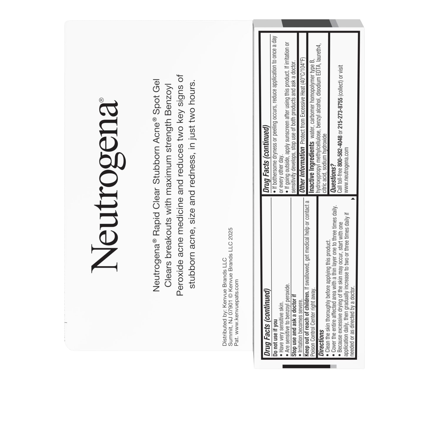 Neutrogena Rapid Clear Stubborn Acne Spot Treatment Gel, Maximum Strength 10% Benzoyl Peroxide Treatment Medication for Acne Prone Skin, Pimple Cream Reduces Size & Redness, 1 oz