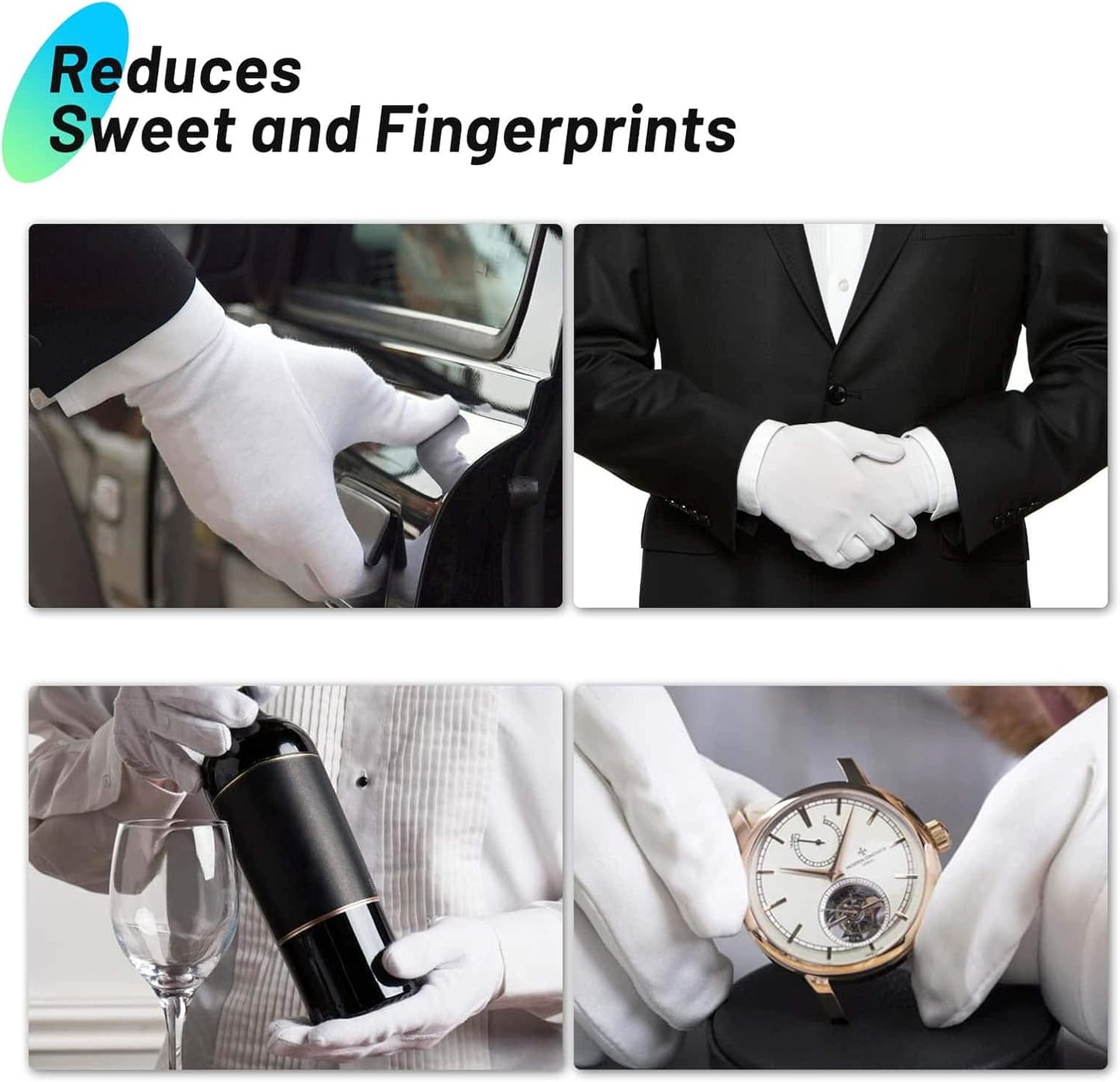 Cotton Gloves for Dry Hands - 20 Pairs Large White Gloves for Moisturizing & Inspection